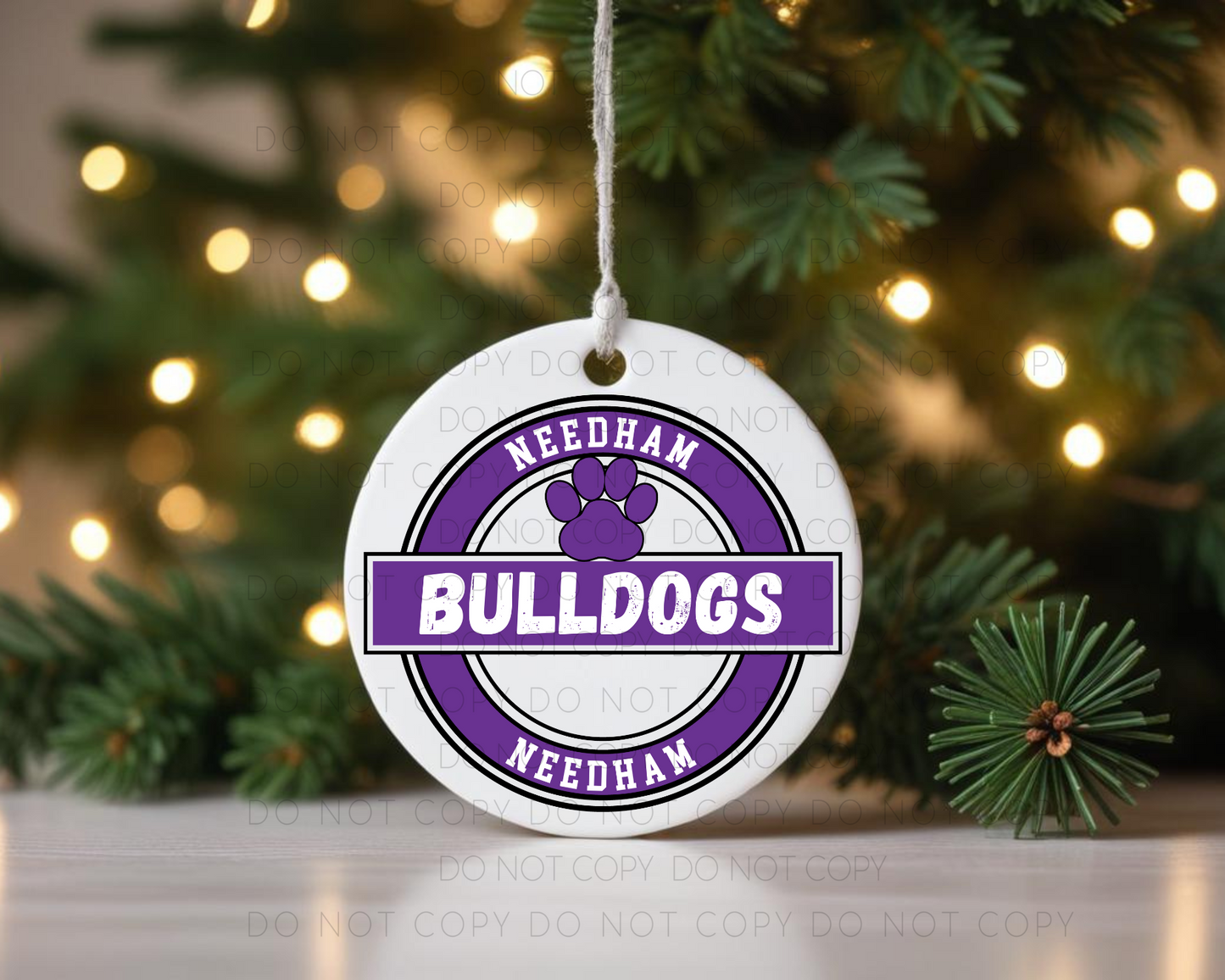 Circle Needham Bulldogs Ornament