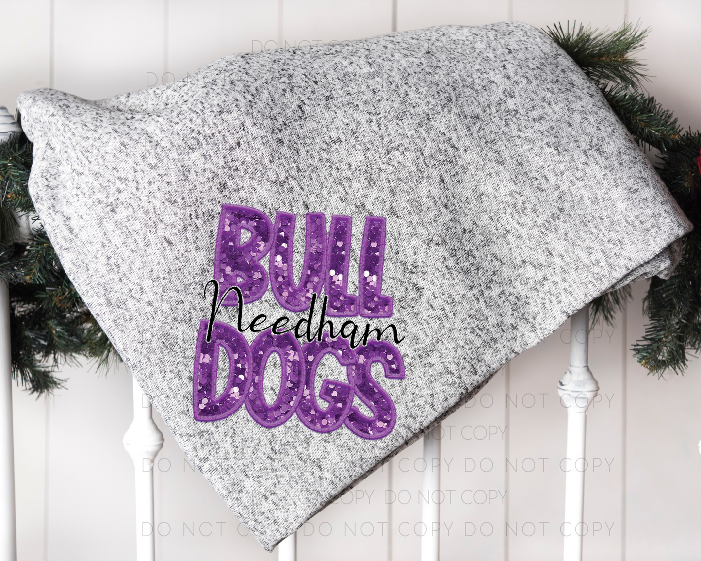 Faux Sequin Needham Bulldogs Blanket