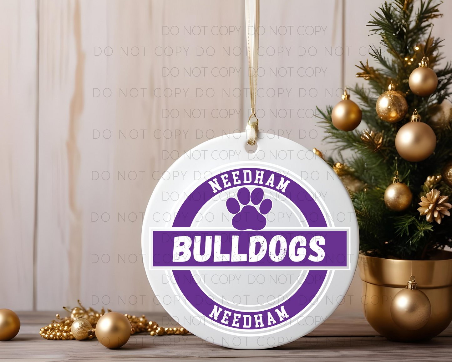 Circle Needham Bulldogs Ornament